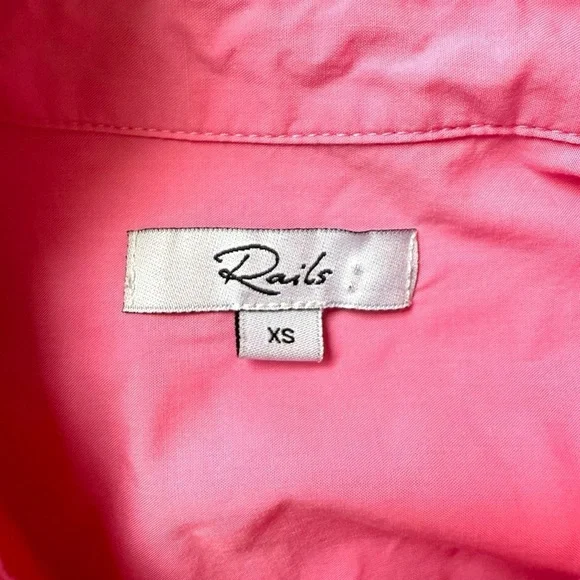 Rails JoJo Hot Pink Oversized Button Down Blouse Women’s XS Cuffed Short Sleeve - Picture 12 of 12
